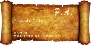 Prasch Arion névjegykártya